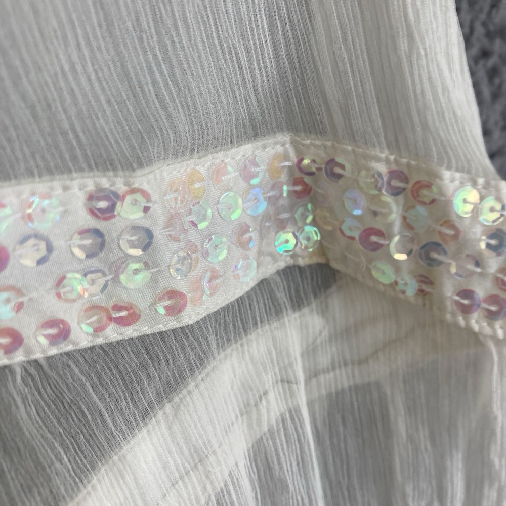 Vtg Scarlett Silk Sequin Bridal Shower Bachelorette Babydoll Chiffon Top Women M - Picture 7 of 14
